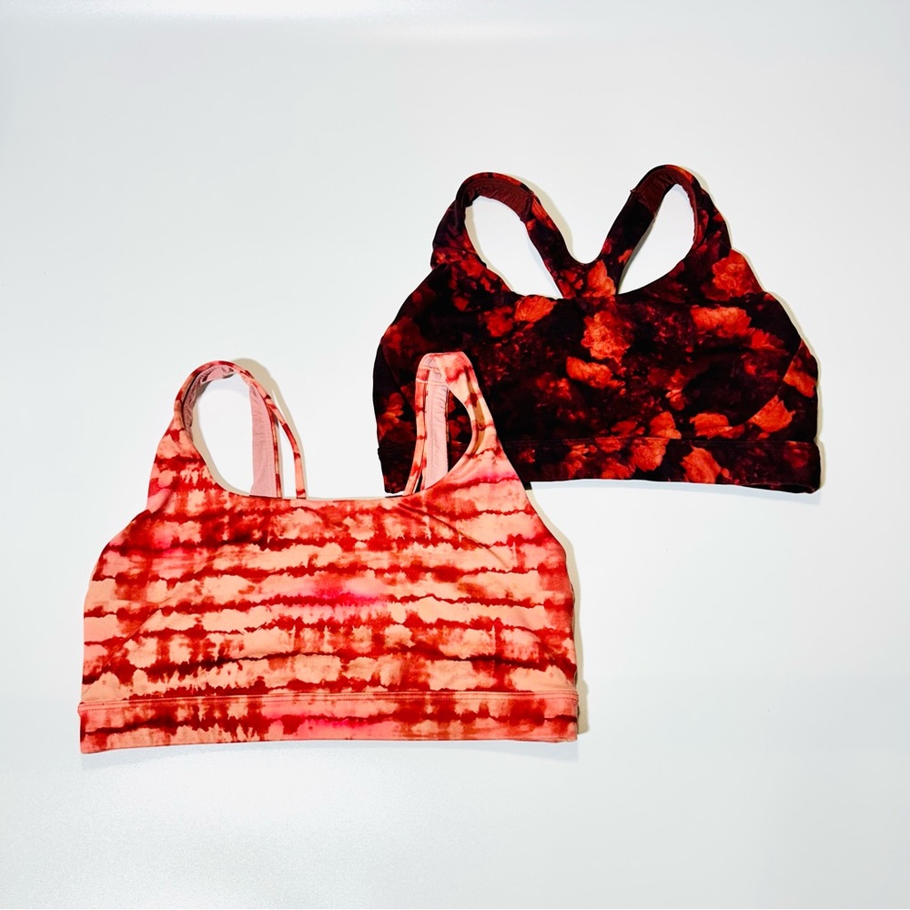 Athleta sports bra Bundle of 2 Ultimate red and orange tie dye women size S